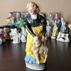 Vintage 1940's Hadson Made in Occupied Japan Colonial Lady w Lamb or Colt / Hors